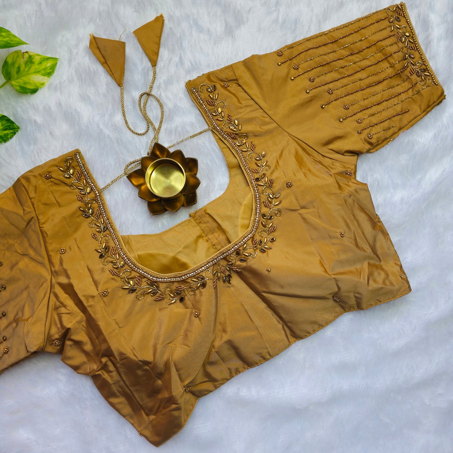 Mustard Yellow Aari work Blouse
