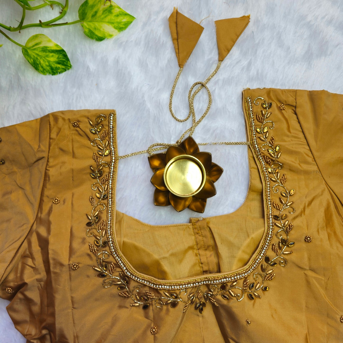 Mustard Yellow Aari work Blouse
