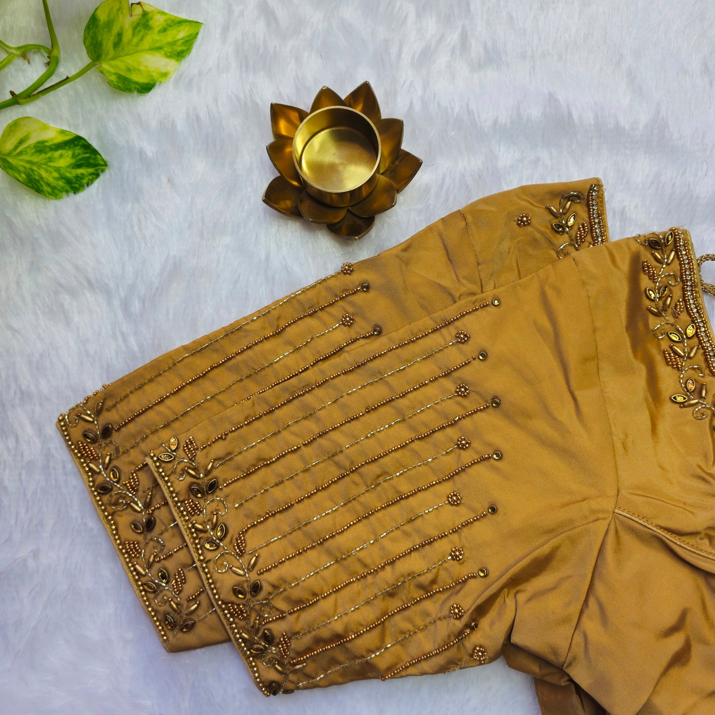 Mustard Yellow Aari work Blouse