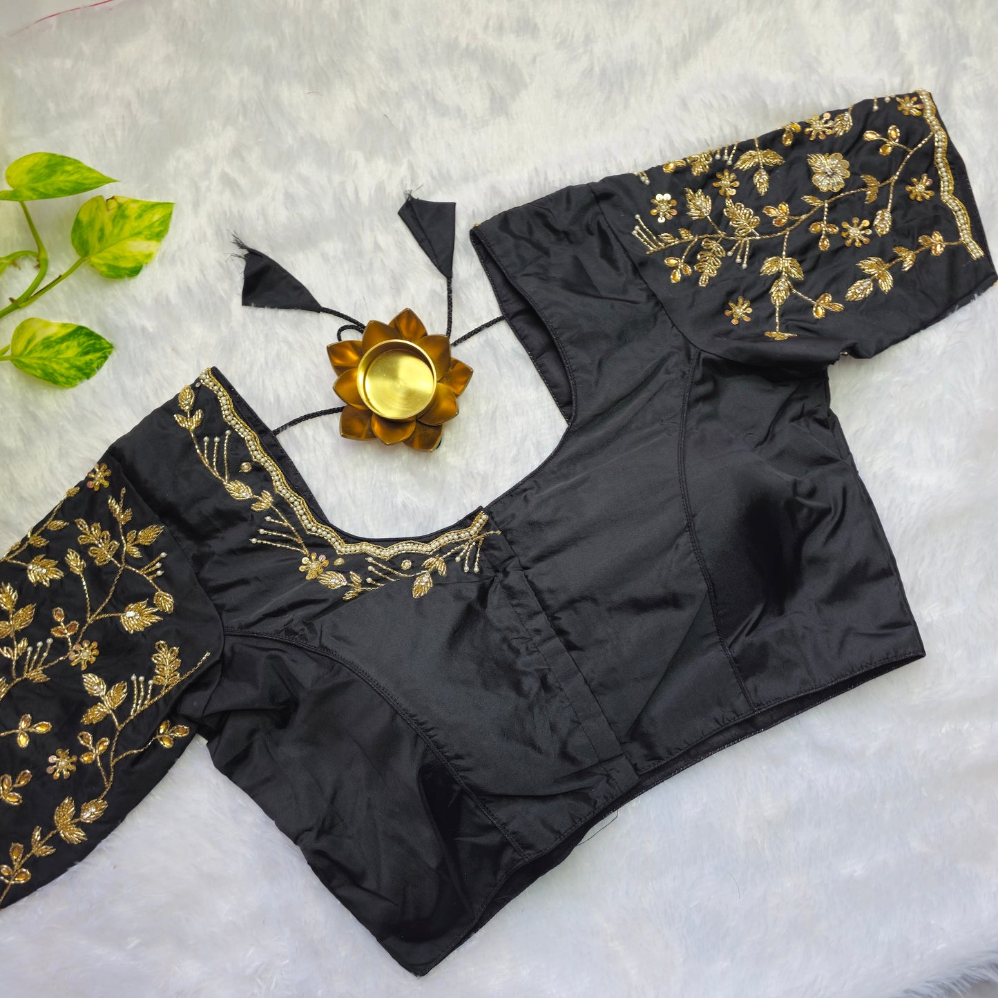 Black Cutdana and Pearl Handwork Blouse