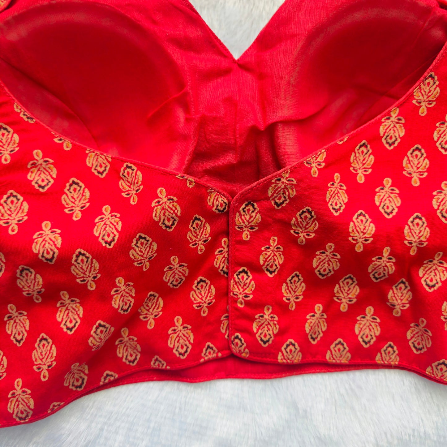 Red Ajrak Masaba Cut Blouse