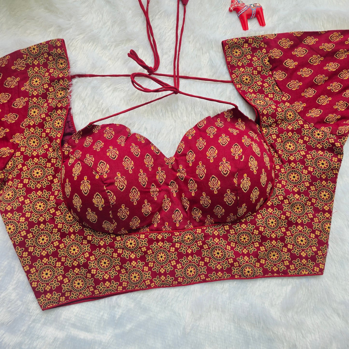 Maroon Ajrakh Masaba Cut Blouse - Type 2
