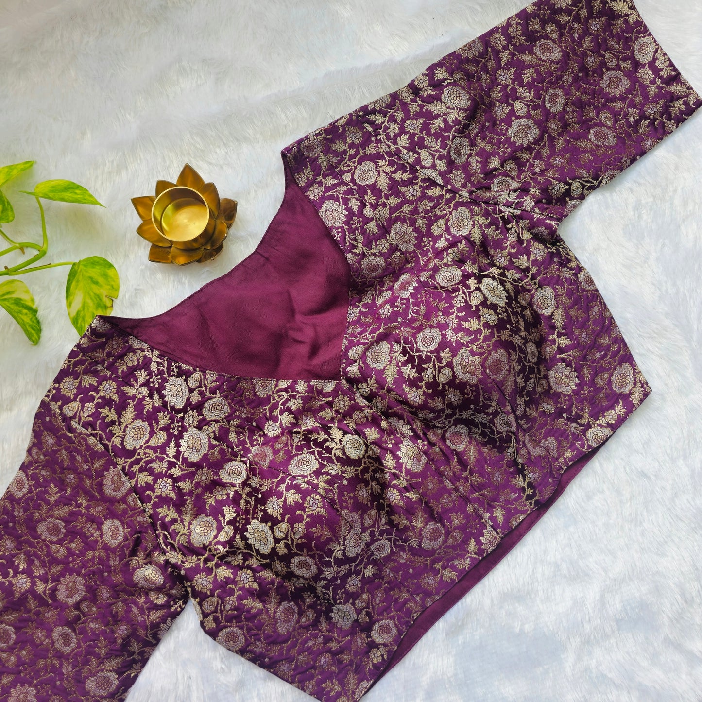 Magenta Pink Brocade Blouse
