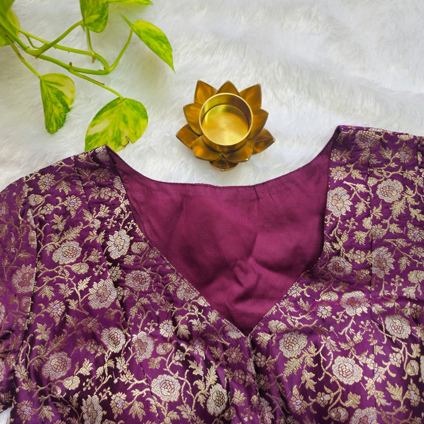 Magenta Pink Brocade Blouse