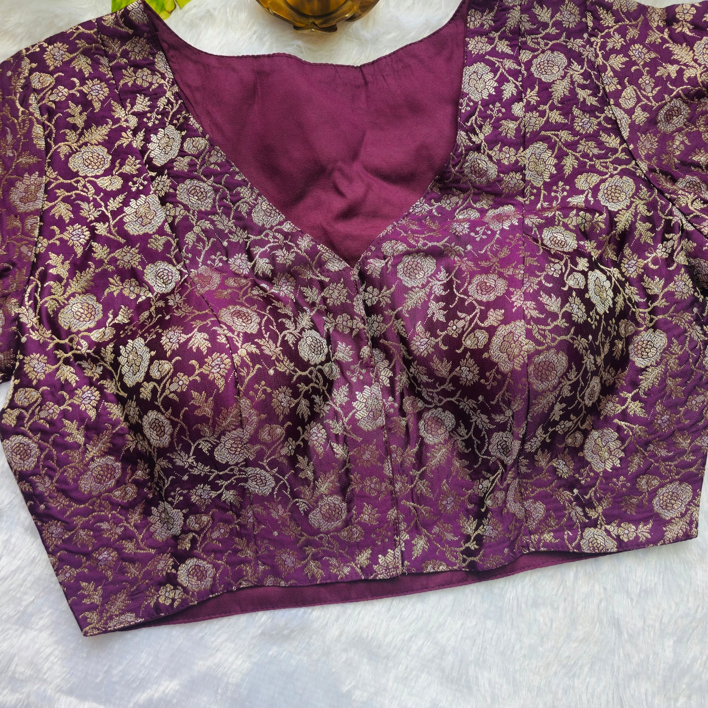 Magenta Pink Brocade Blouse