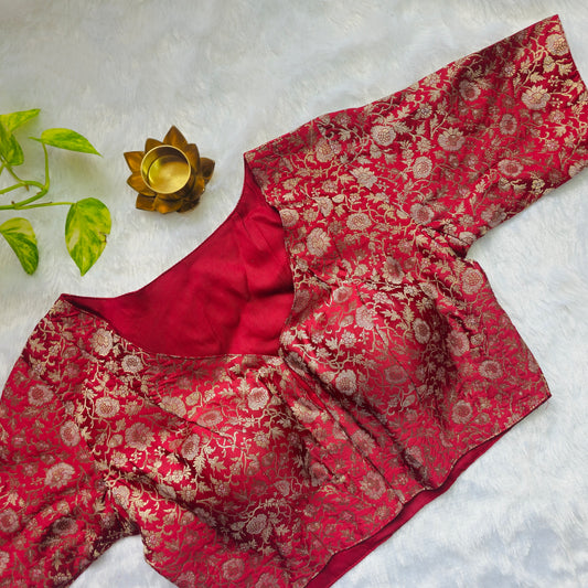 Red Brocade Blouse