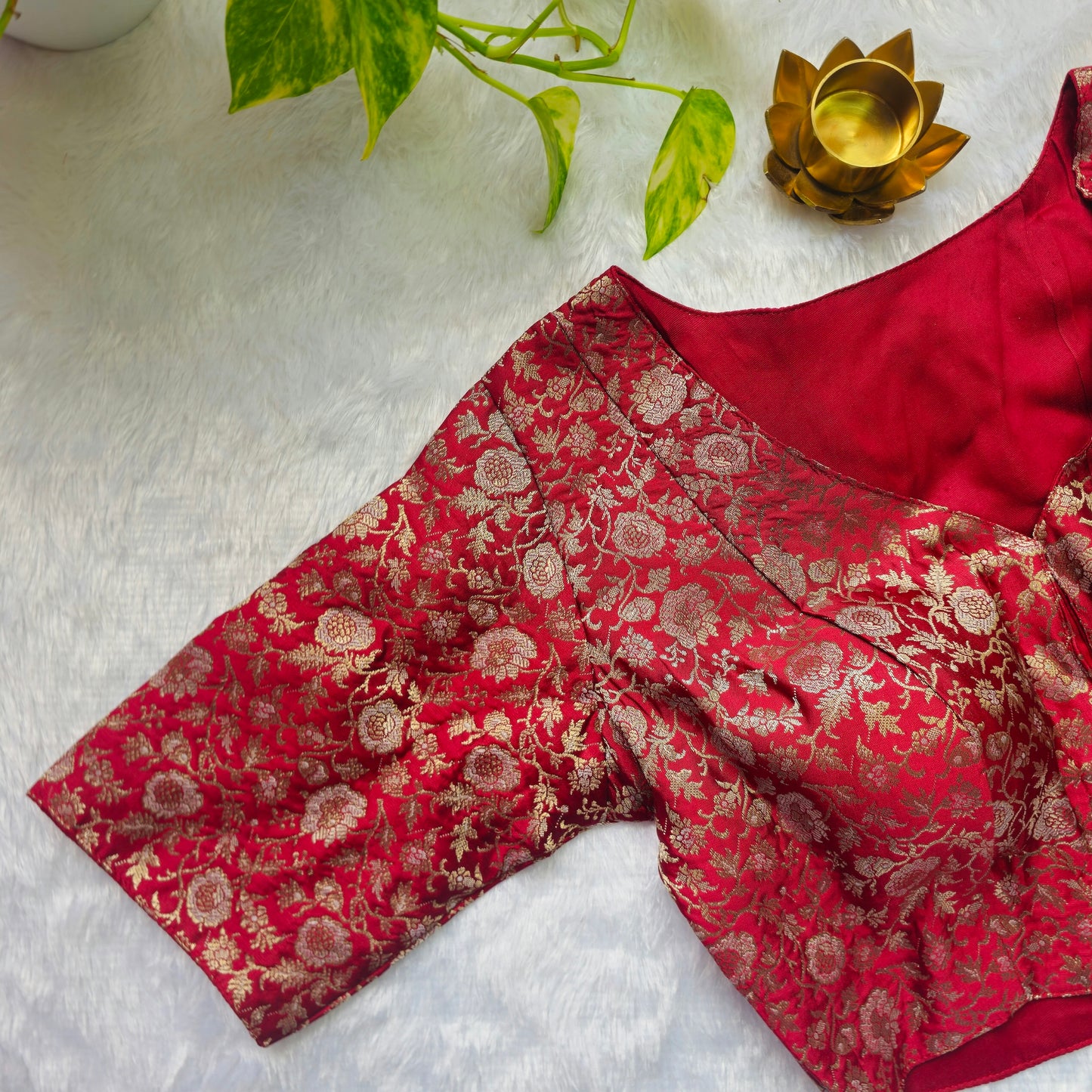 Red Brocade Blouse