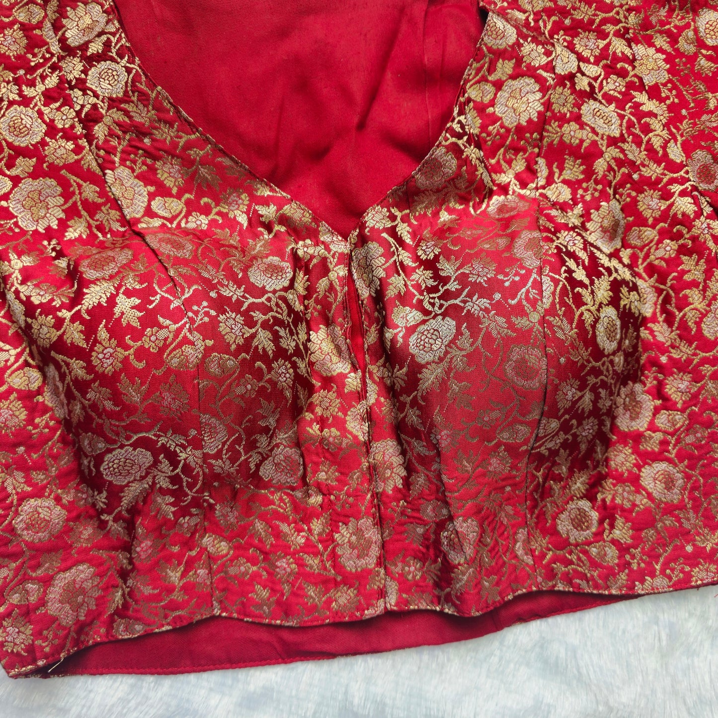 Red Brocade Blouse