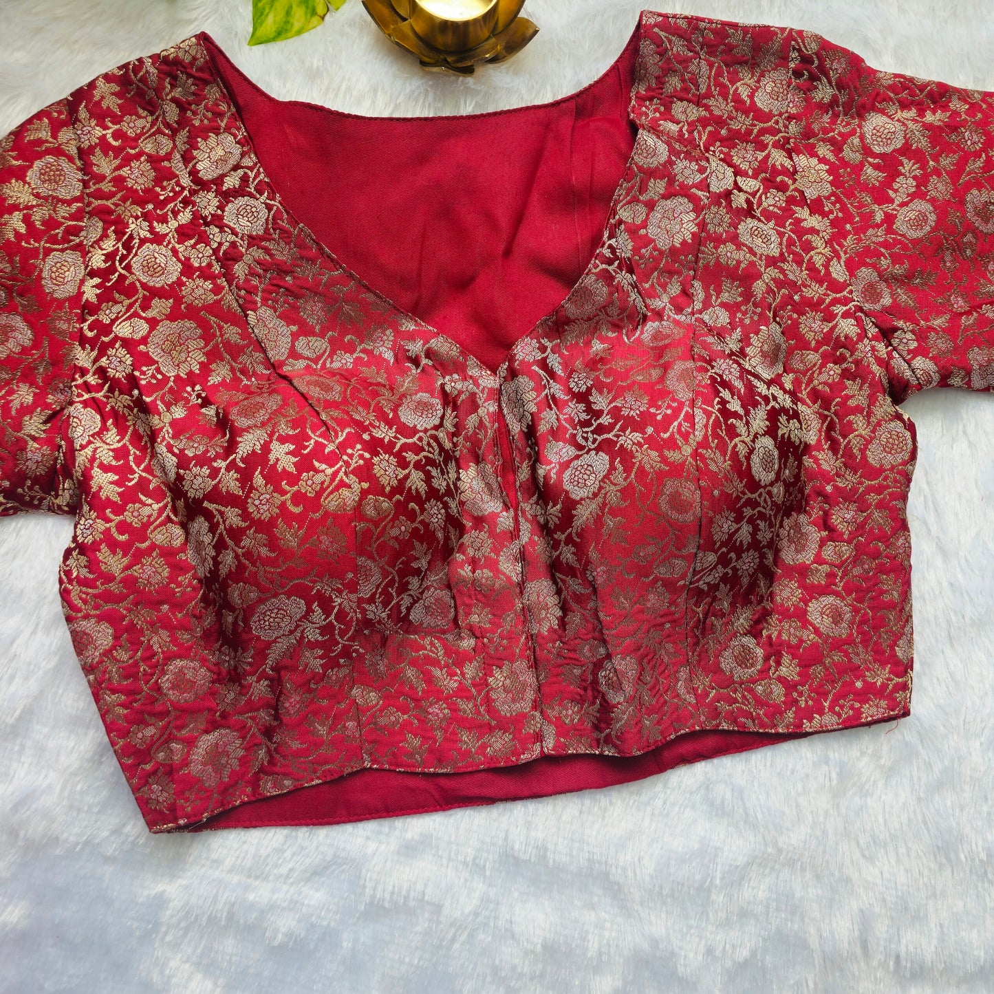 Red Brocade Blouse