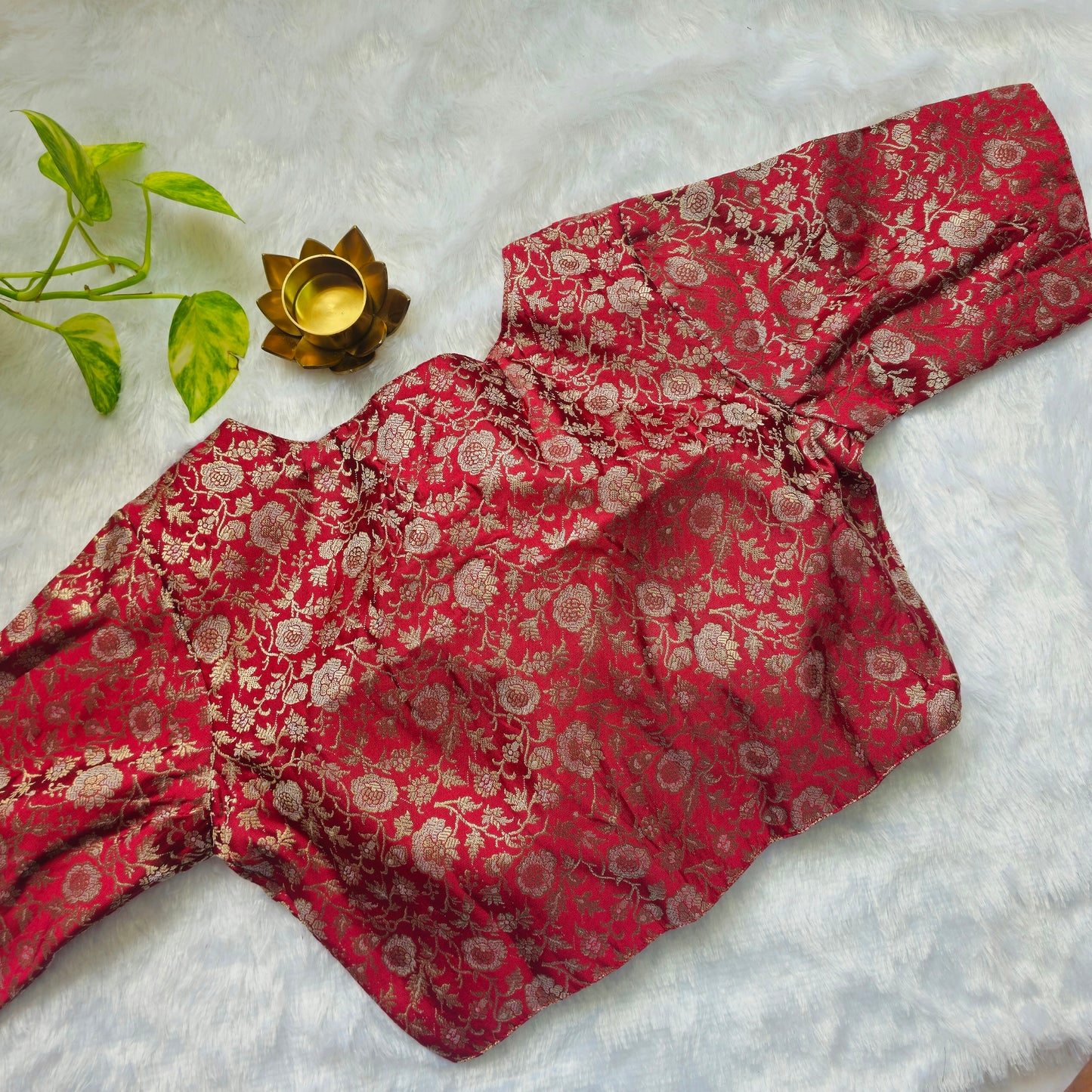 Red Brocade Blouse