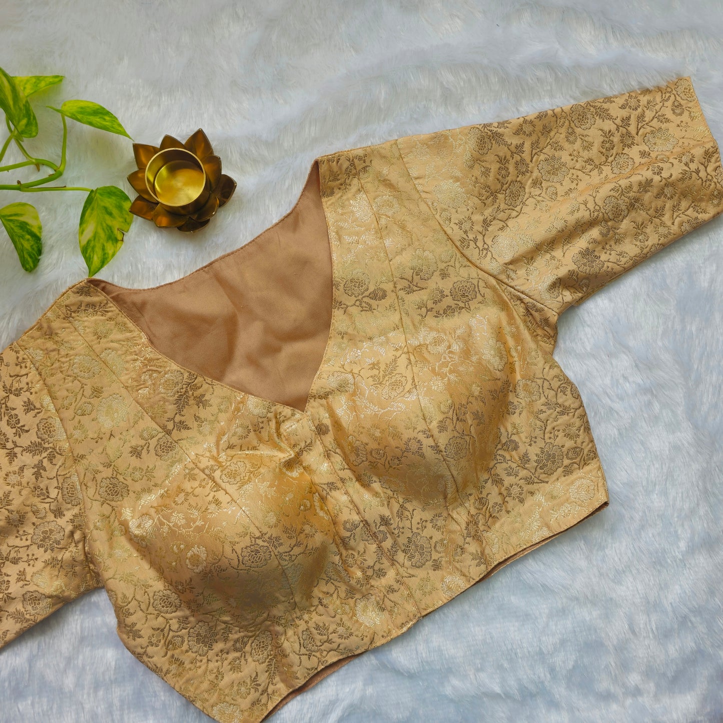 Creamish Gold Brocade Blouse