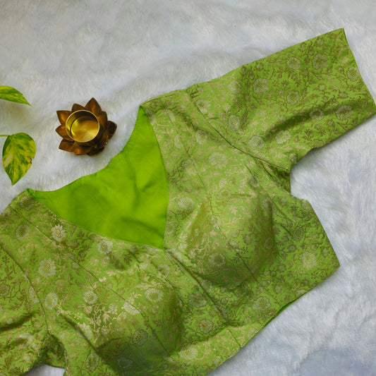 Pista Green Brocade Blouse