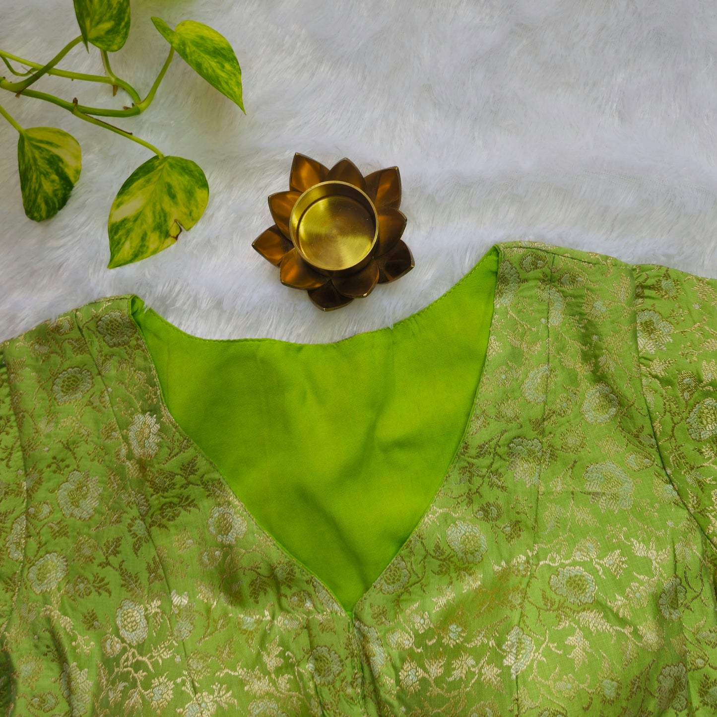 Pista Green Brocade Blouse