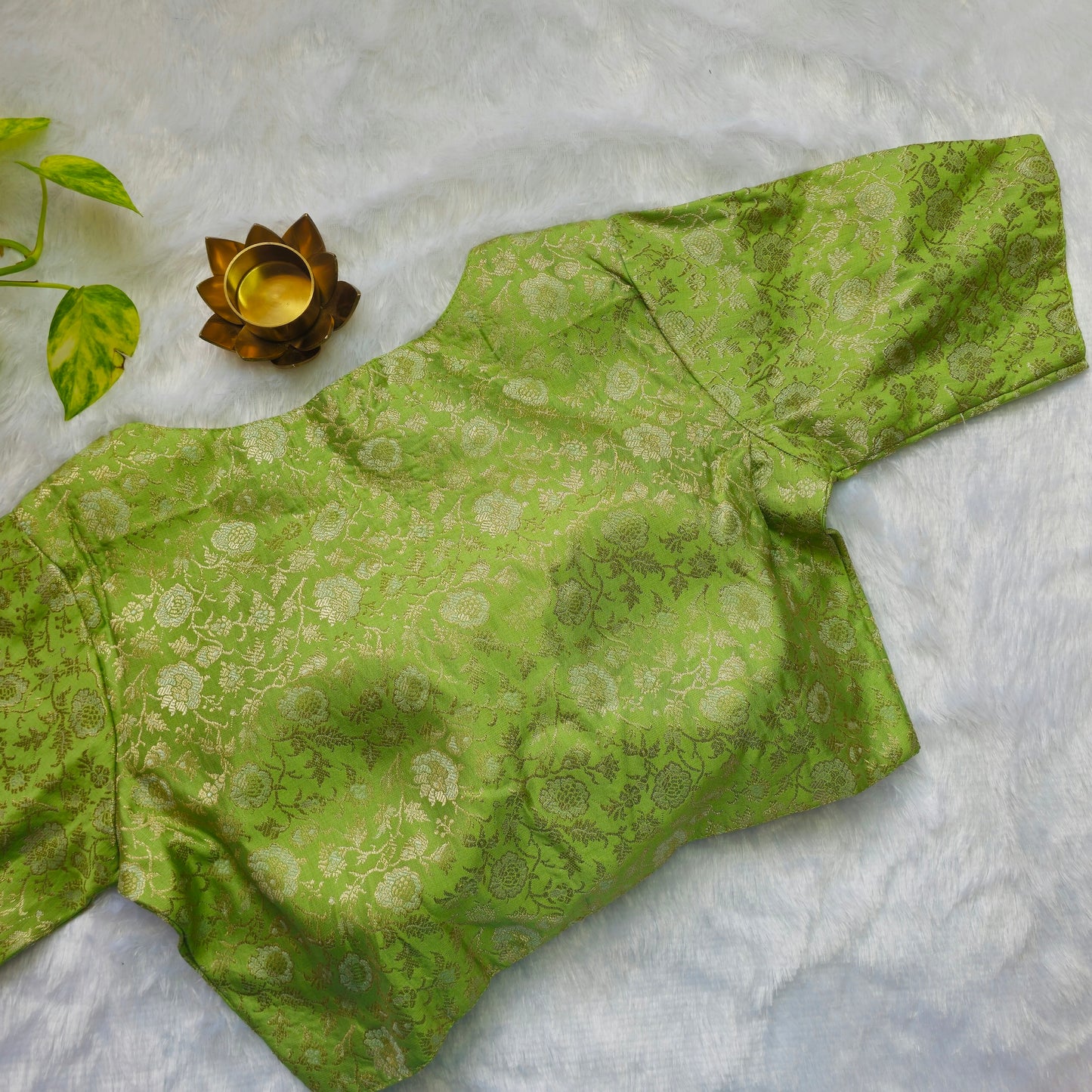 Pista Green Brocade Blouse