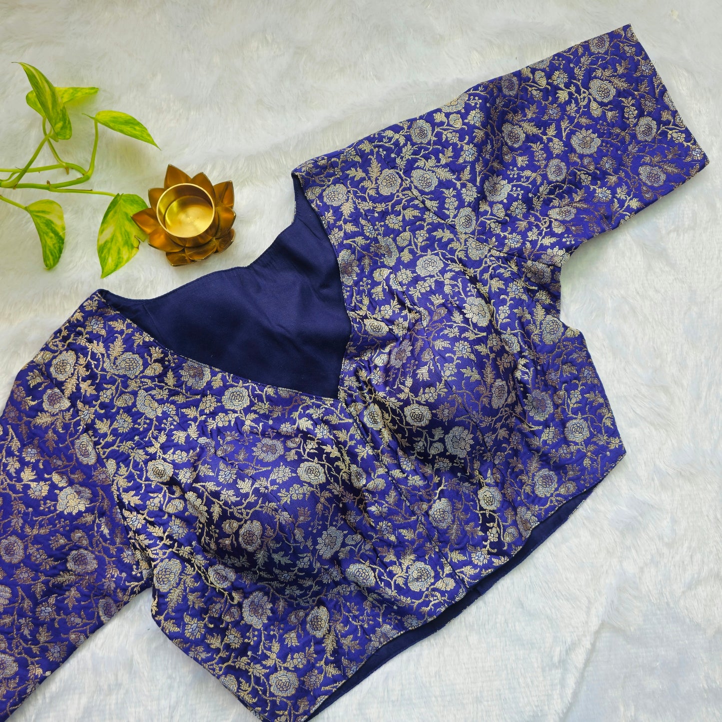 Blue Brocade Blouse
