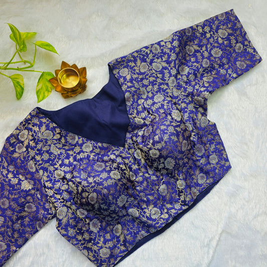 Blue Brocade Blouse