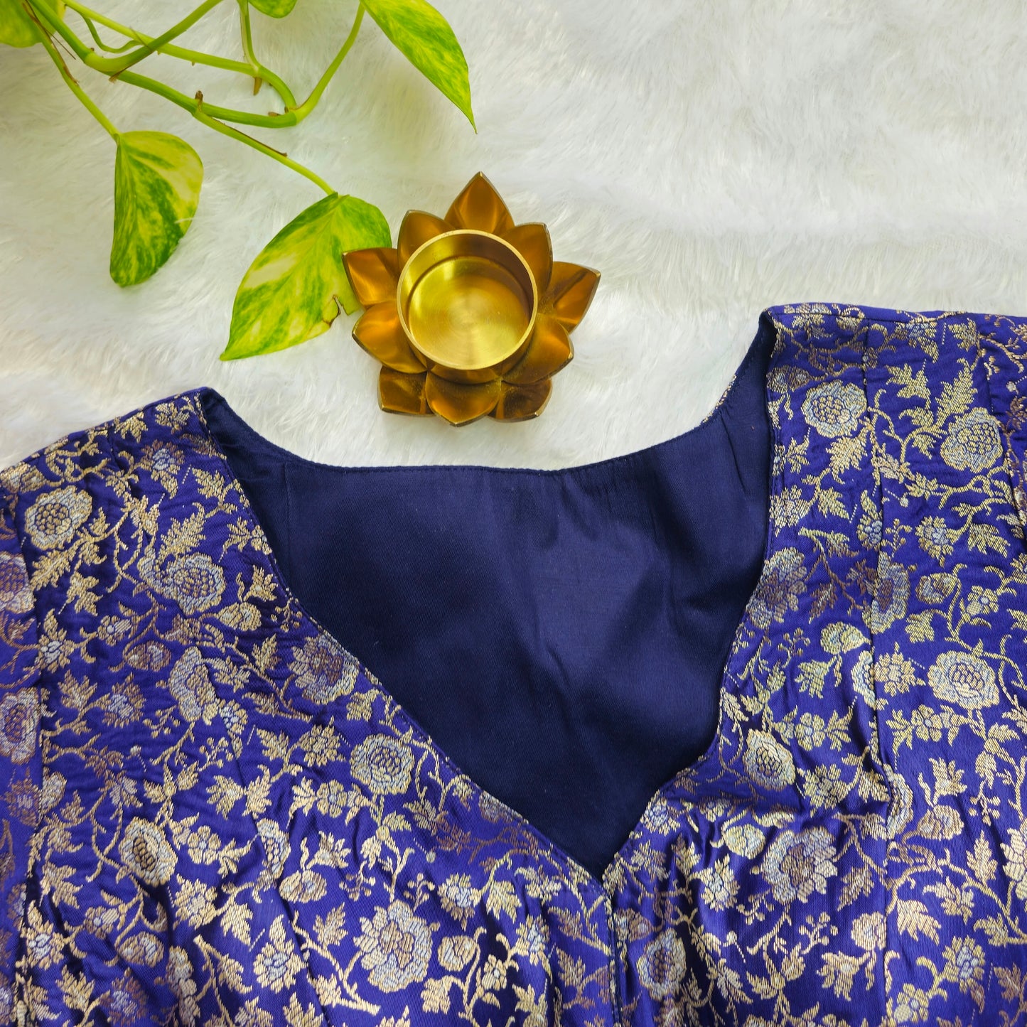 Blue Brocade Blouse
