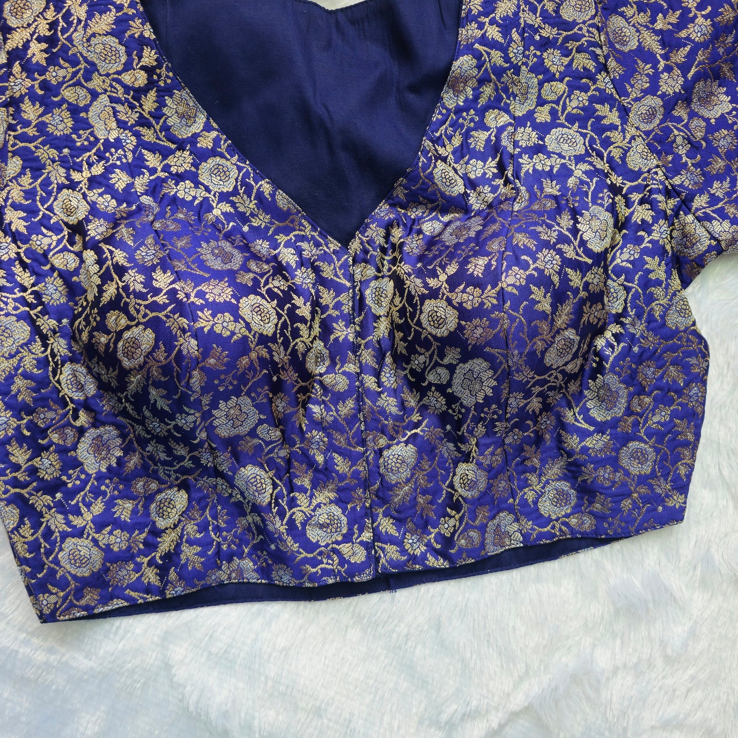 Blue Brocade Blouse