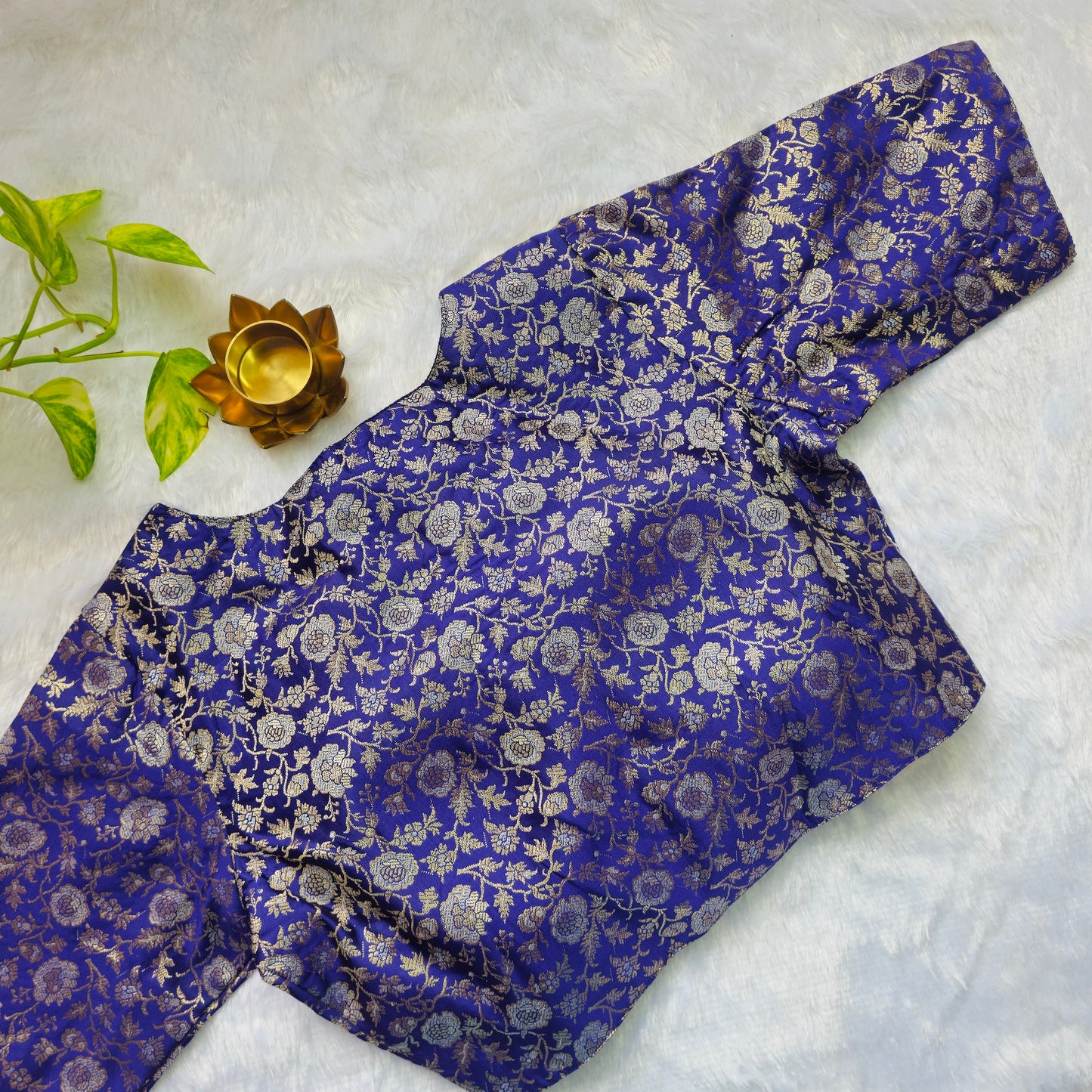 Blue Brocade Blouse