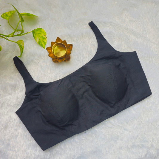 Black Plain Cotton Bollywood style Blouse