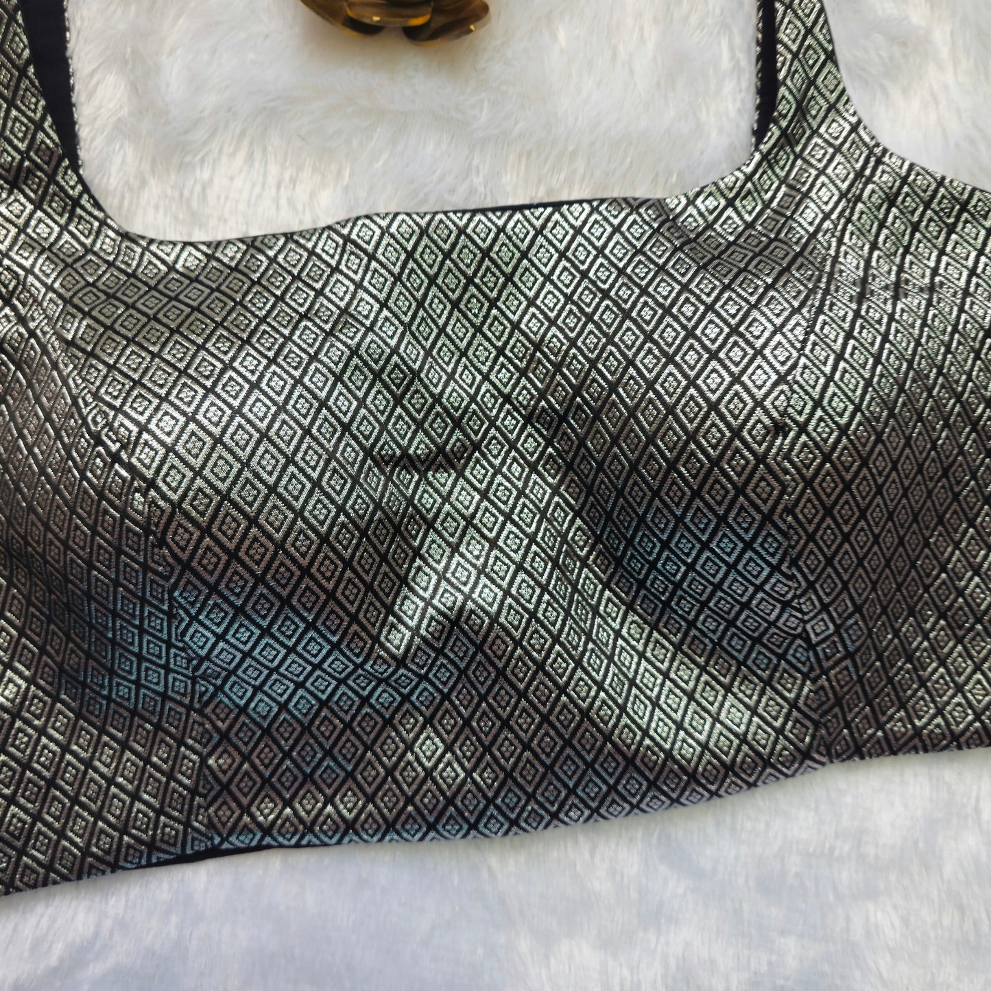 Black with Silver Zari Bollywood style Brocade Blouse