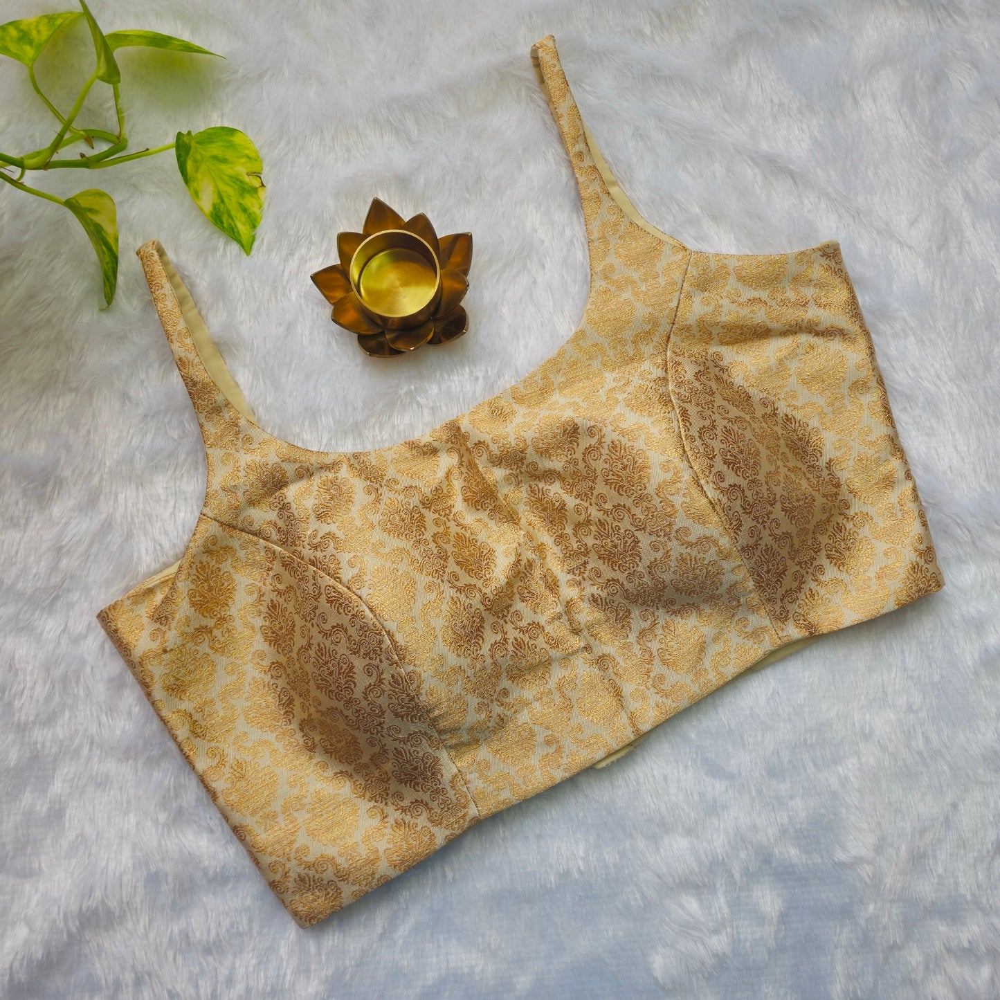 Cream Bollywood style Brocade Blouse