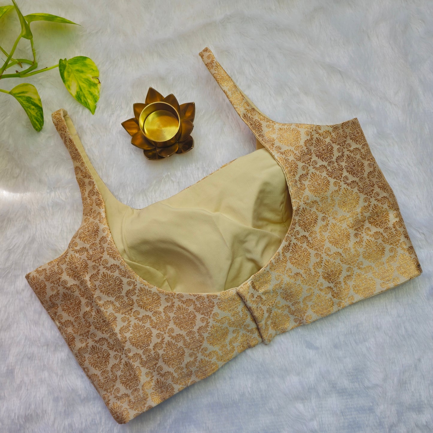 Cream Bollywood style Brocade Blouse
