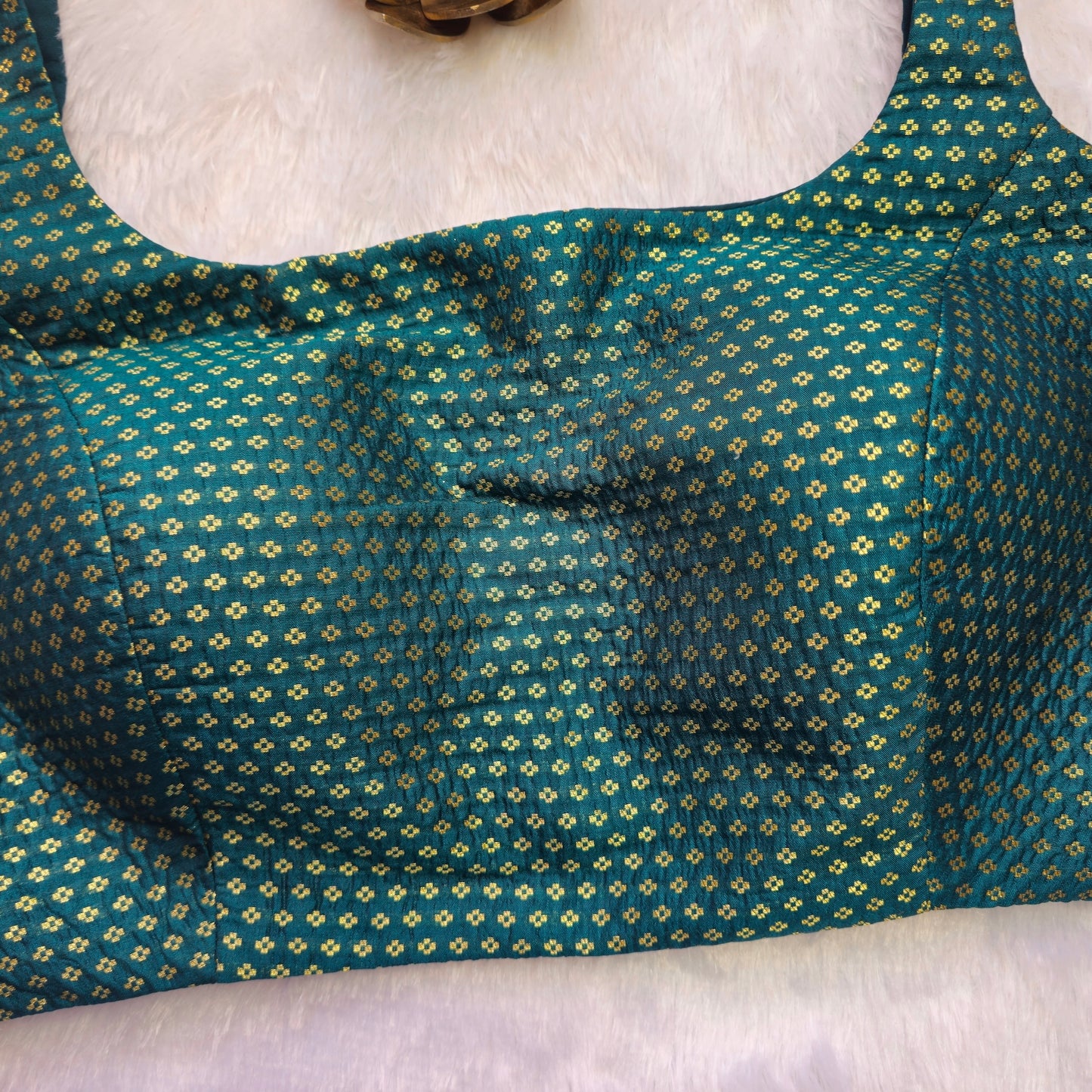 Green with Gold Zari Bollywood style Brocade Blouse