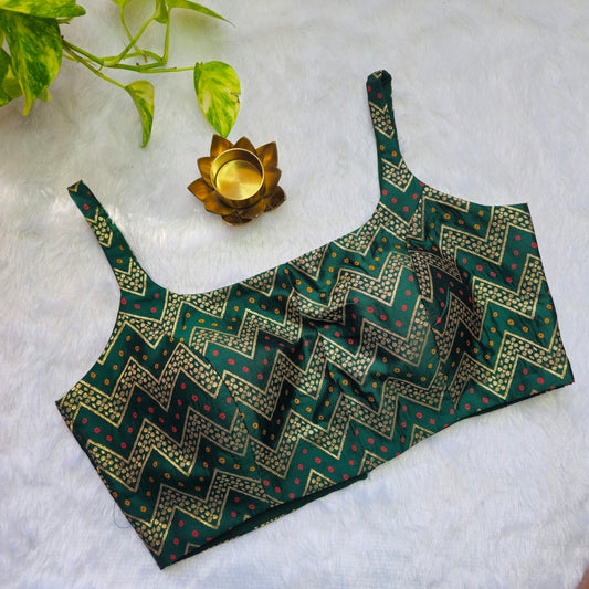 Dark Green Bollywood style Brocade Blouse