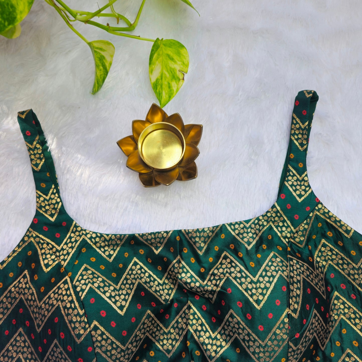 Dark Green Bollywood style Brocade Blouse