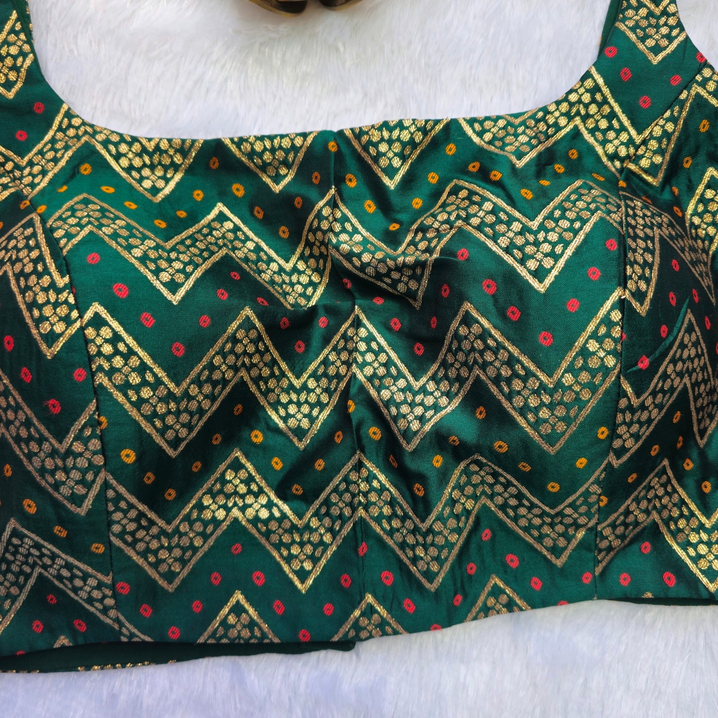 Dark Green Bollywood style Brocade Blouse