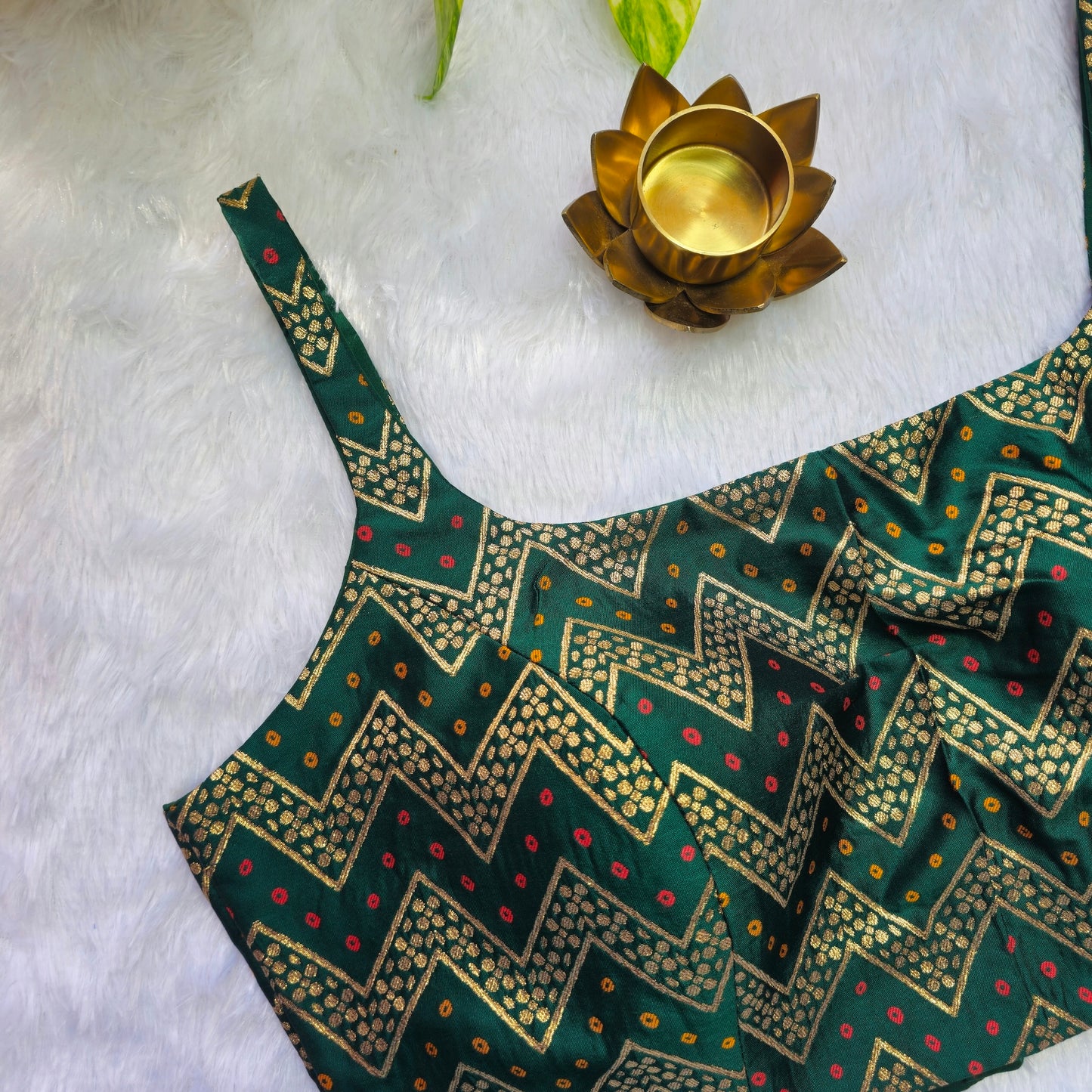 Dark Green Bollywood style Brocade Blouse