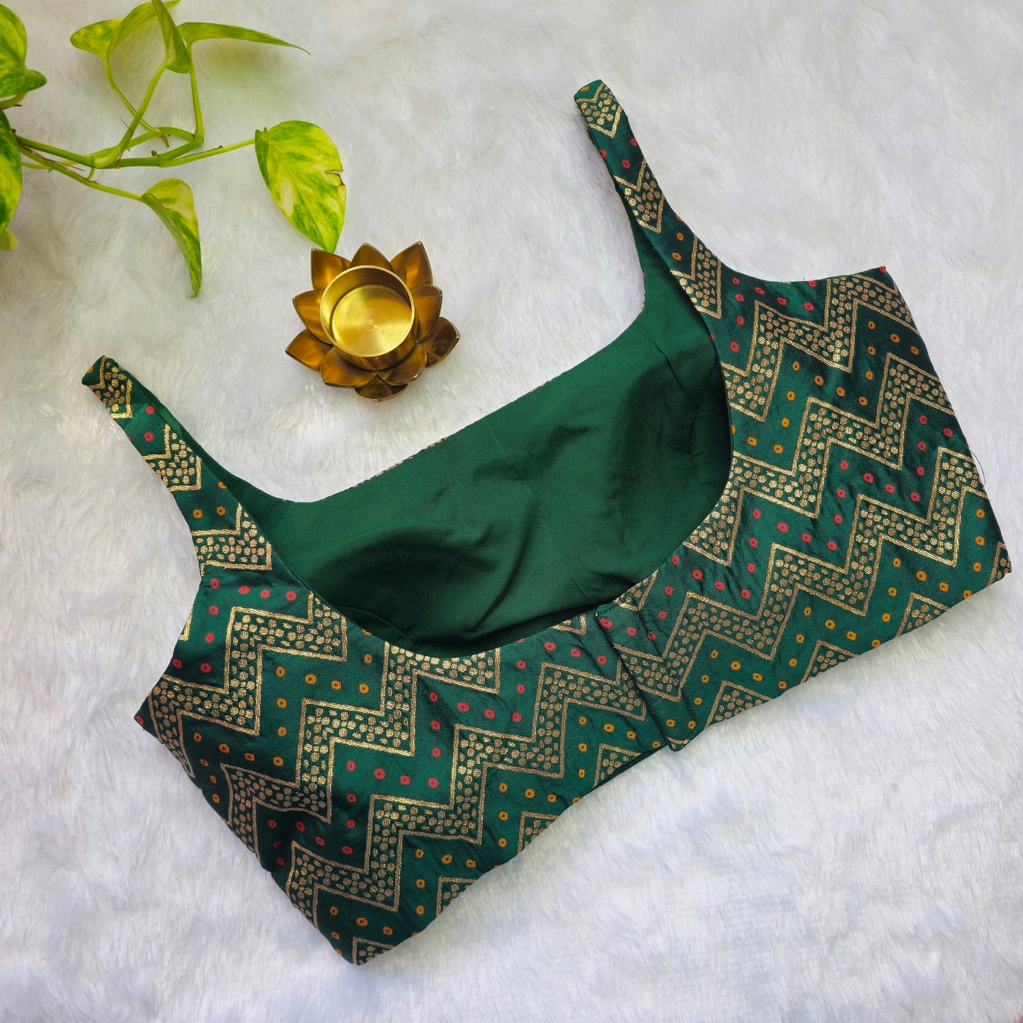 Dark Green Bollywood style Brocade Blouse