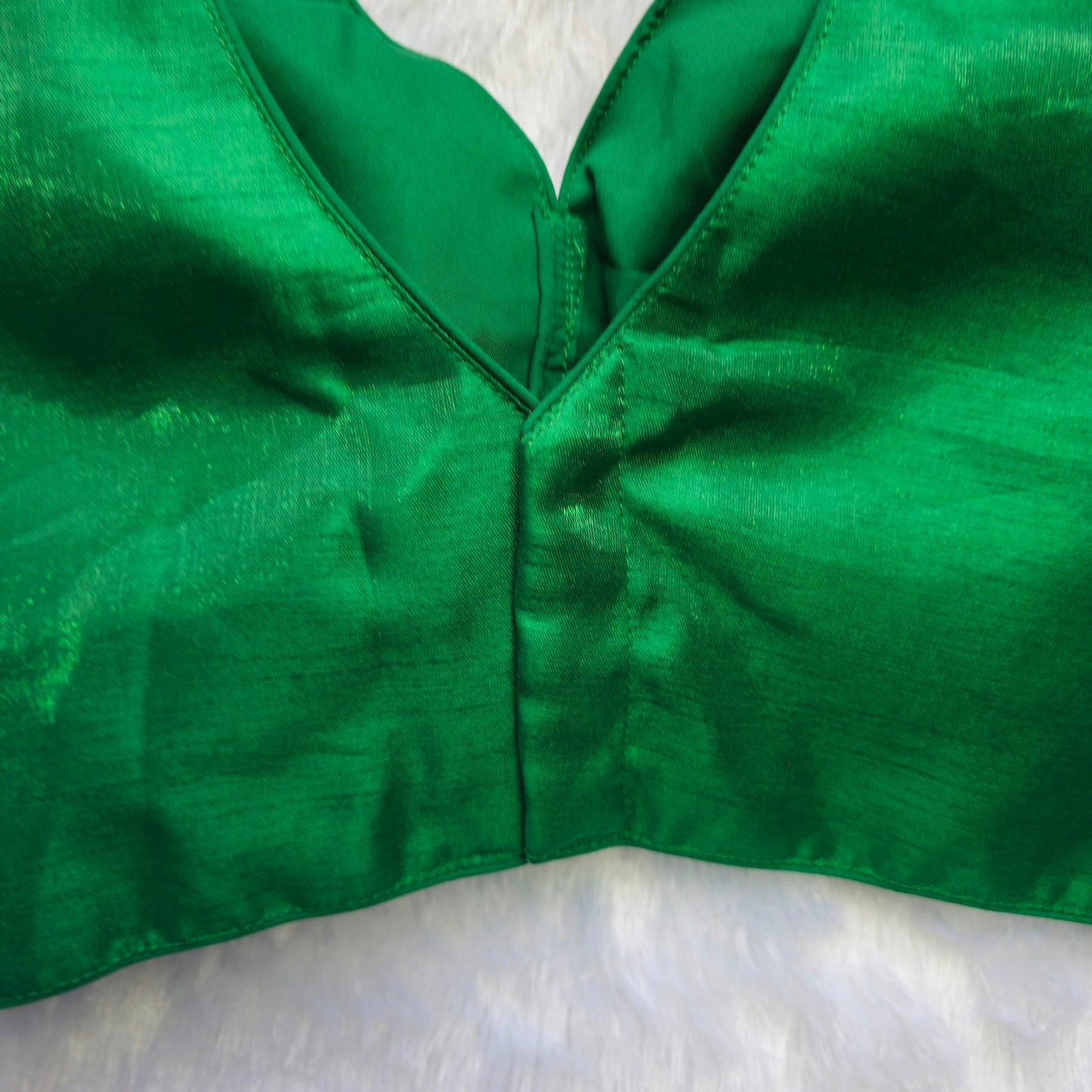 Green Artificial Silk Sleeveless Blouse(Attachable Sleeves)