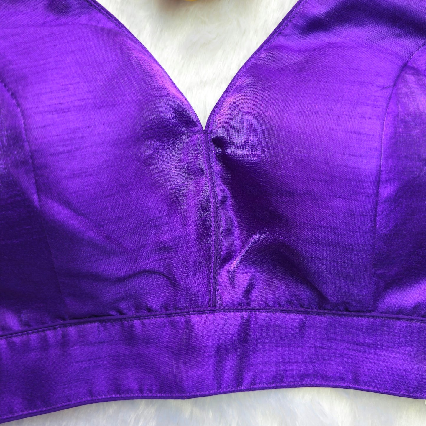 Purple Artificial Silk Sleeveless Blouse(Attachable Sleeves)