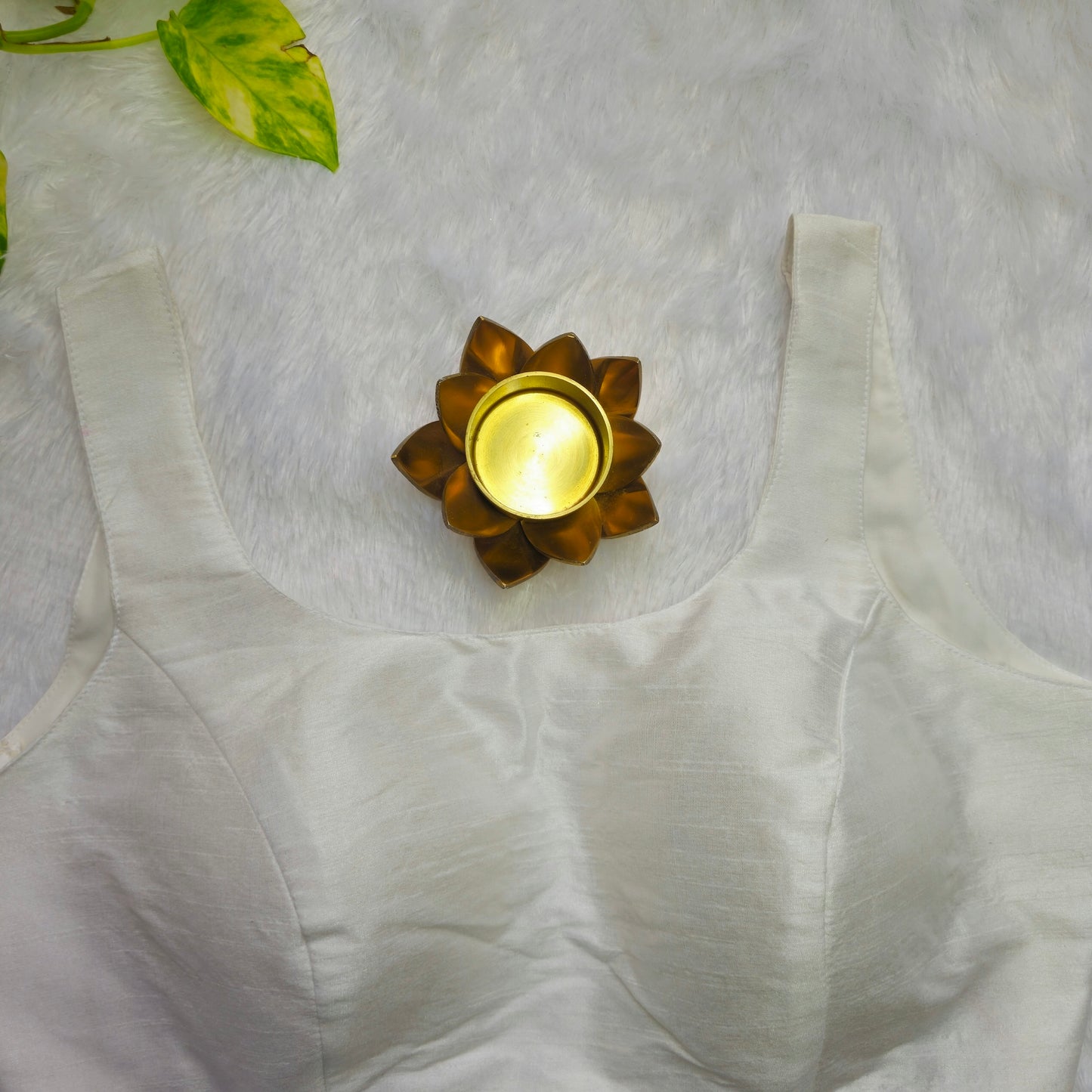 White Artificial Silk Sleeveless Blouse