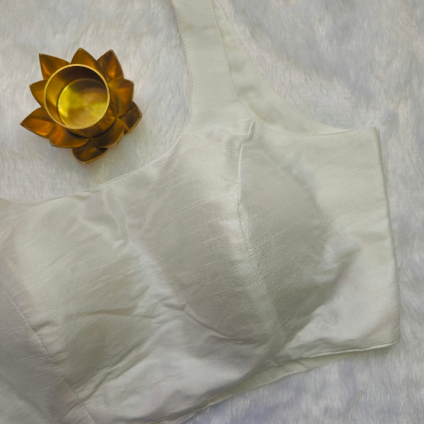 White Artificial Silk Sleeveless Blouse