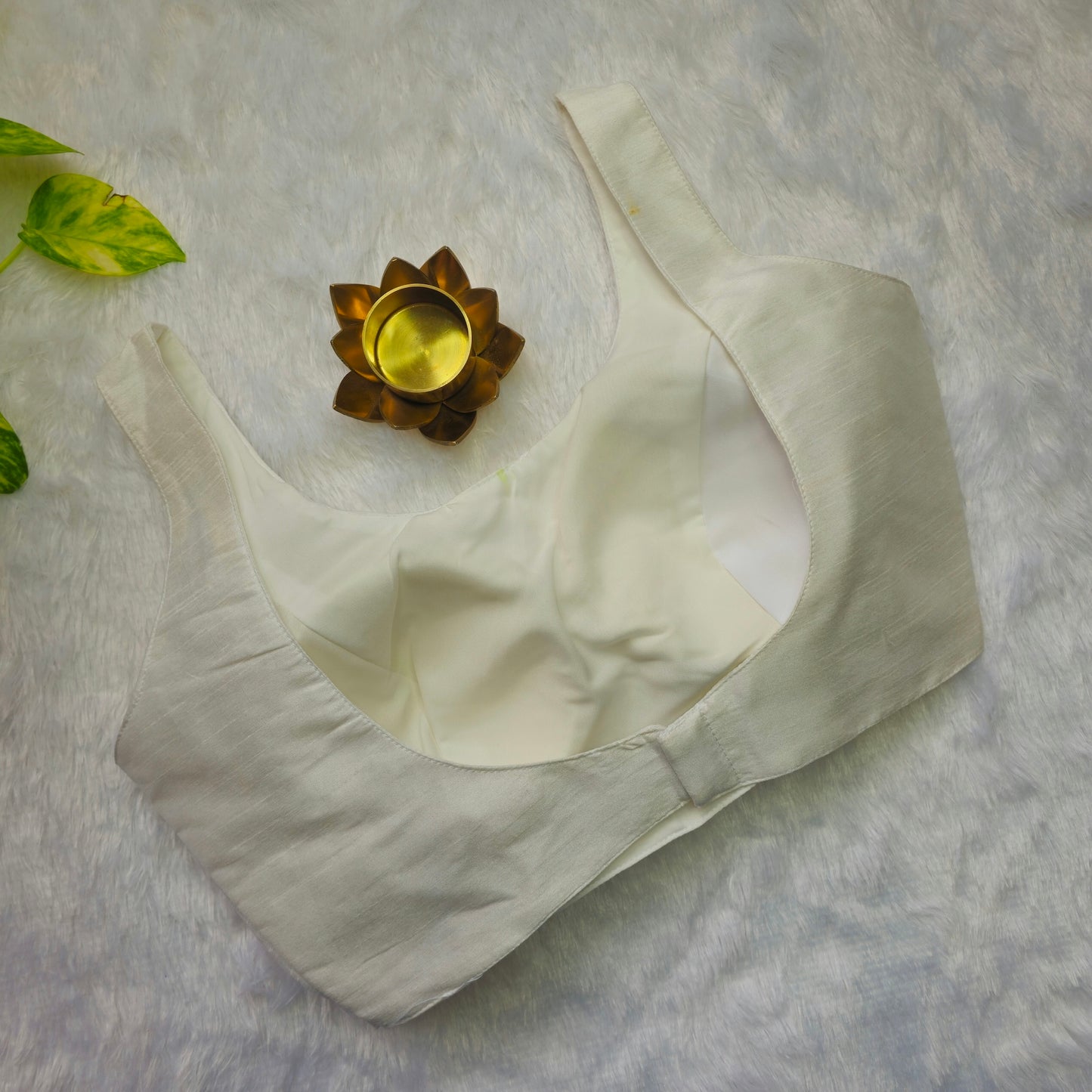 White Artificial Silk Sleeveless Blouse