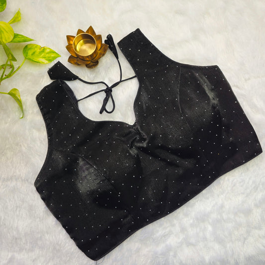 Black Jimmy Choo Sleeveless Blouse(Attachable Sleeves)