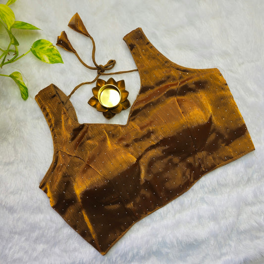 Brown Jimmy Choo Sleeveless Blouse(Attachable Sleeves)