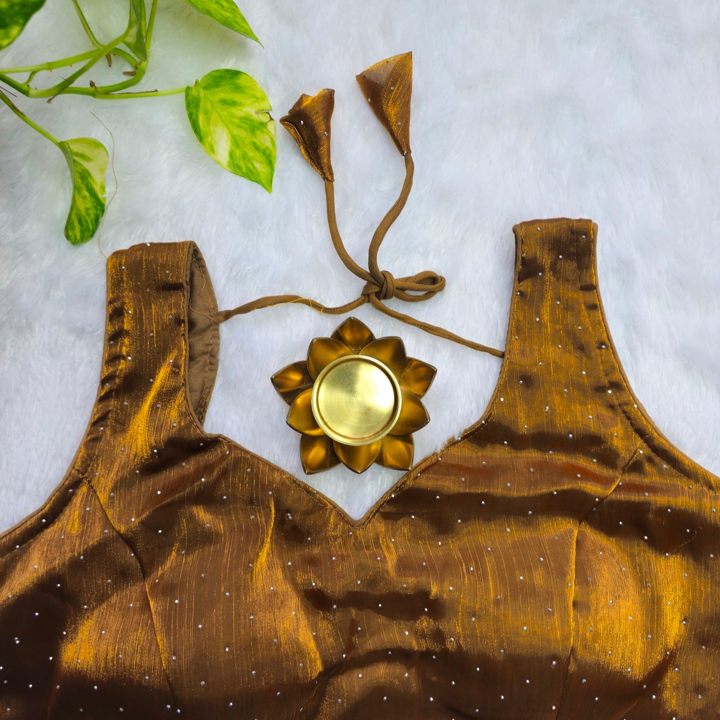 Brown Jimmy Choo Sleeveless Blouse(Attachable Sleeves)