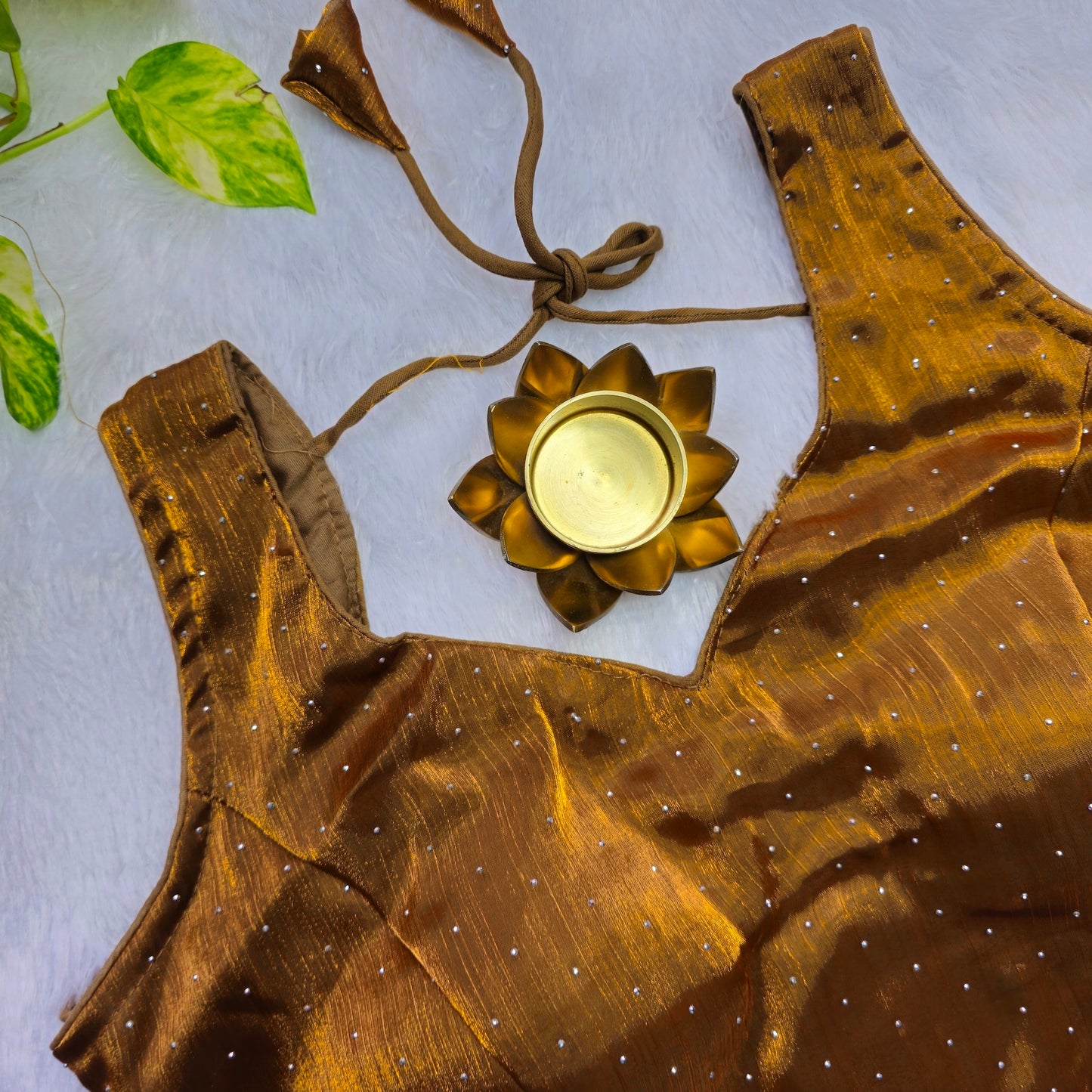 Brown Jimmy Choo Sleeveless Blouse(Attachable Sleeves)
