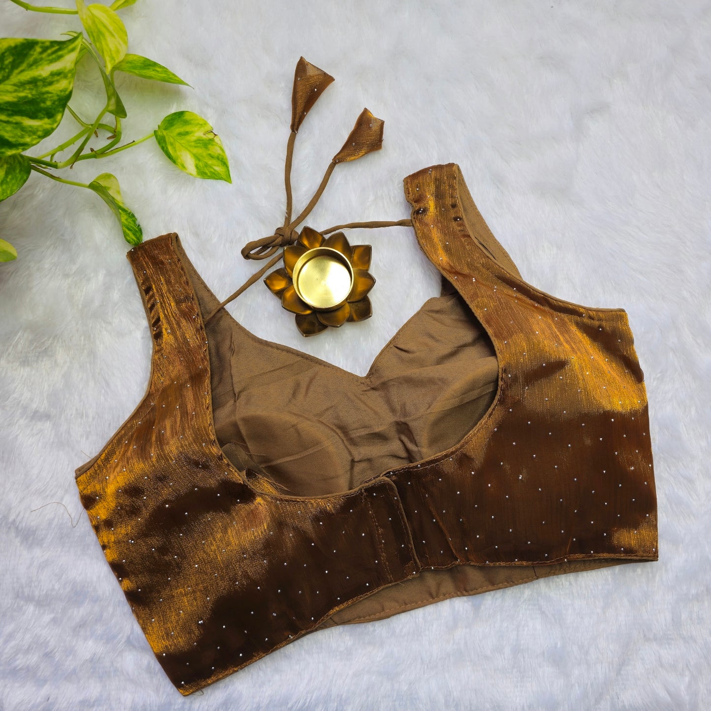 Brown Jimmy Choo Sleeveless Blouse(Attachable Sleeves)