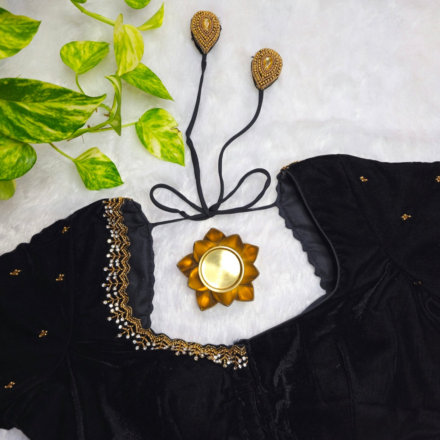 Black Velvet Handwork Blouse