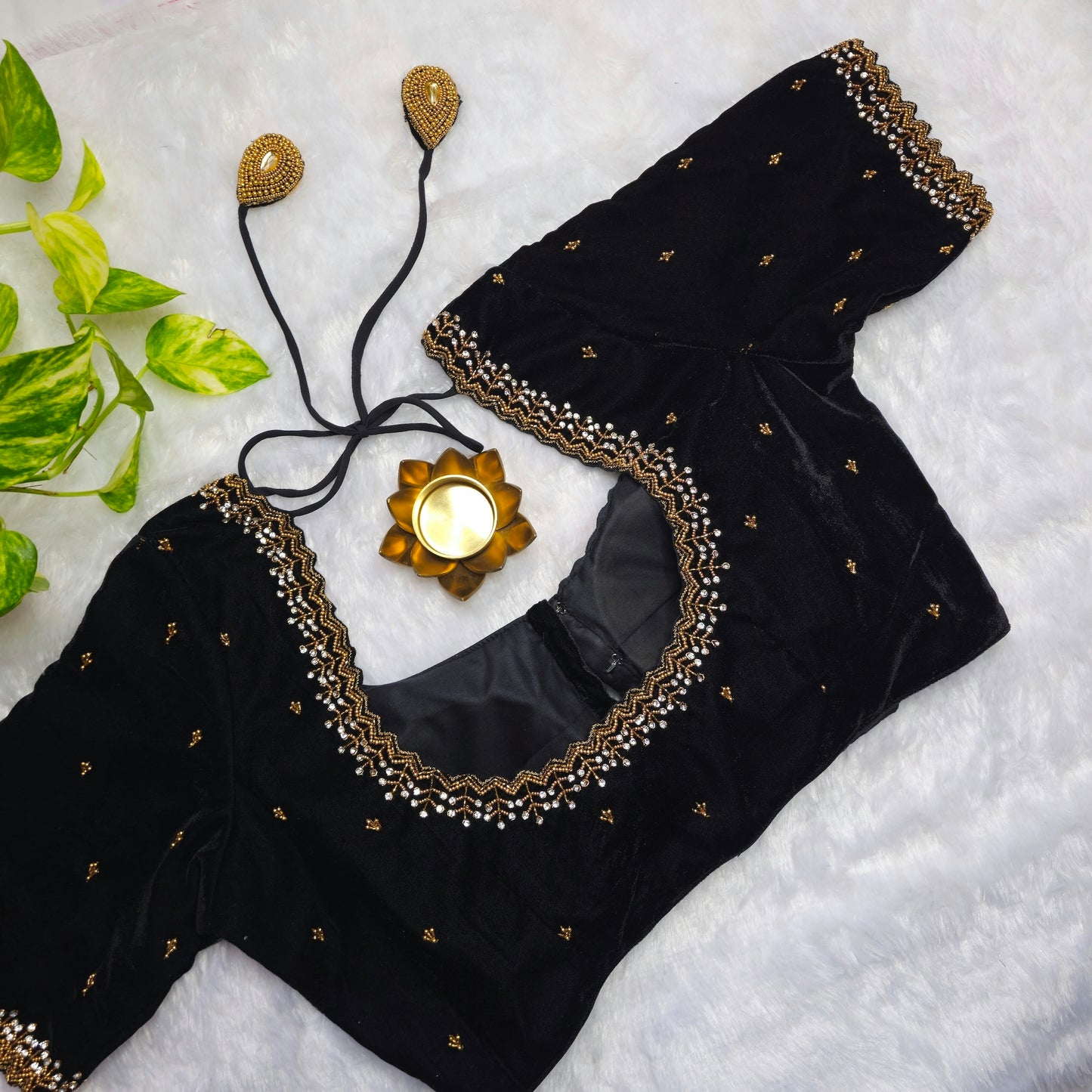 Black Velvet Handwork Blouse