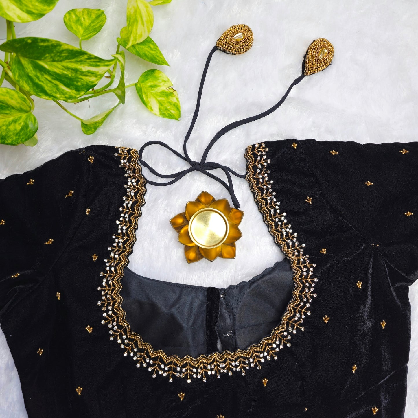 Black Velvet Handwork Blouse