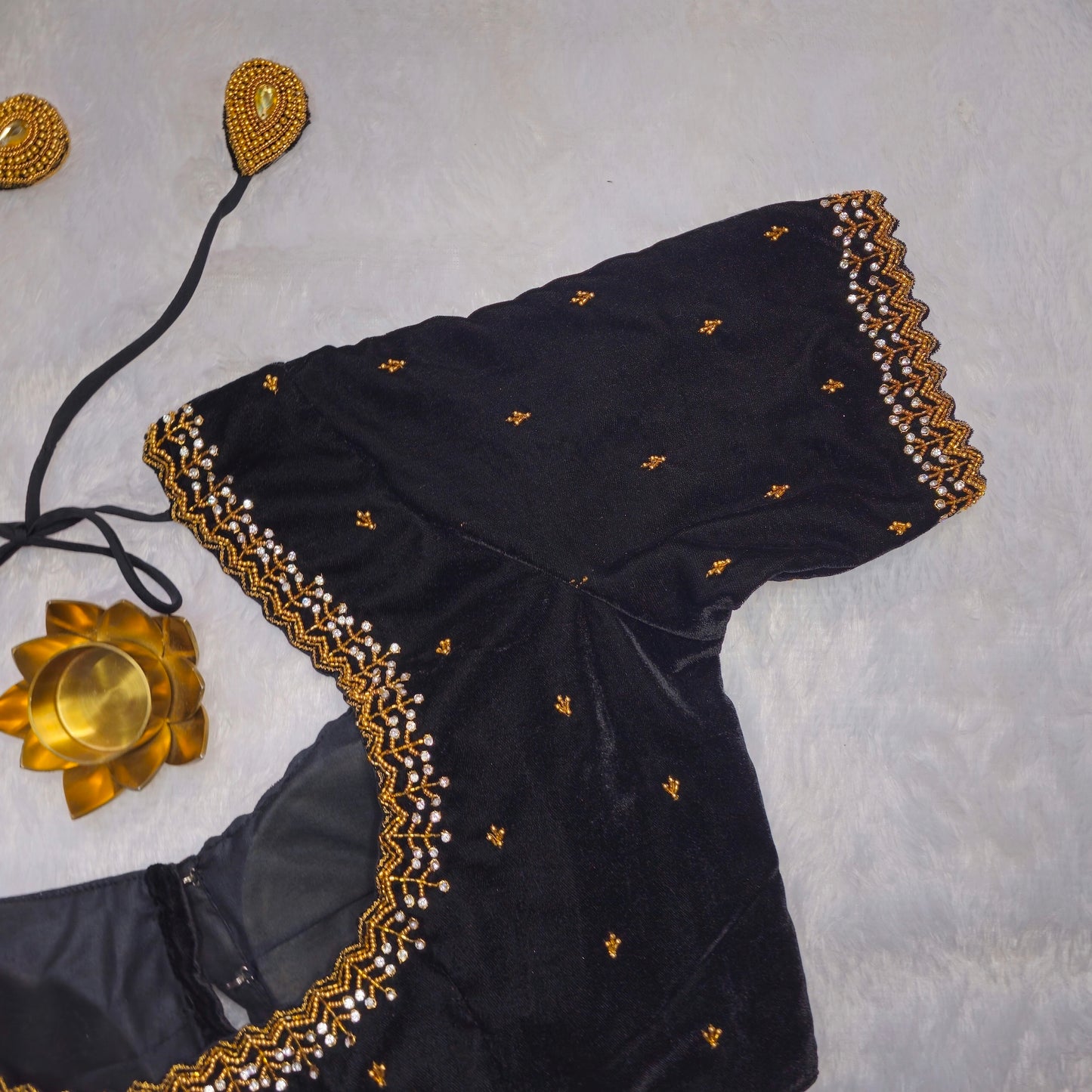 Black Velvet Handwork Blouse