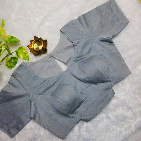 Grey Cotton Back Open Blouse