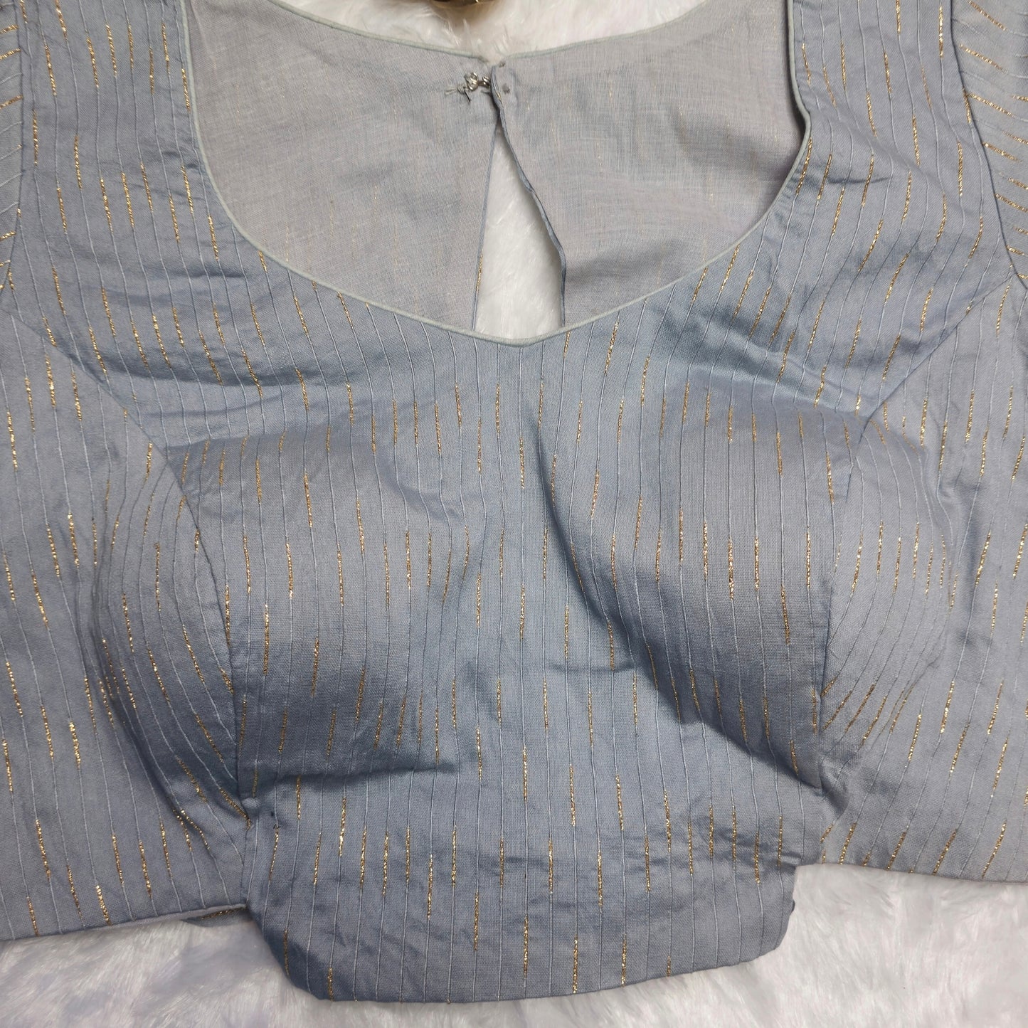Grey Cotton Back Open Blouse