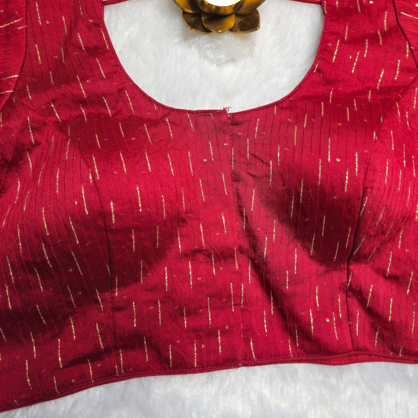 Maroon with gold Stripes Cotton Blouse